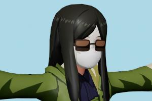 Hinami Fueguchi Tokyo-Ghoul, female, woman, girl, people, human, xna, characters, rigged